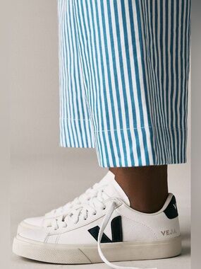 Veja Cream Leather Sneakers with Black V Accents